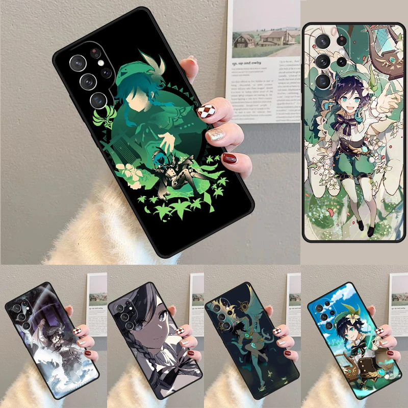 Game Genshin Impact Venti Cute Silicone Phone Case For Samsung Galaxy note 10 pro S26 S24 S23 S22 S21 Plus S25Ultra Capa Cover