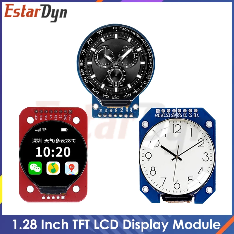 

1.28 inch TFT LCD Display Module Round RGB IPS HD 240x240 Resolution GC9A01 Driver 4 Wire SPI Interface Adapter Board