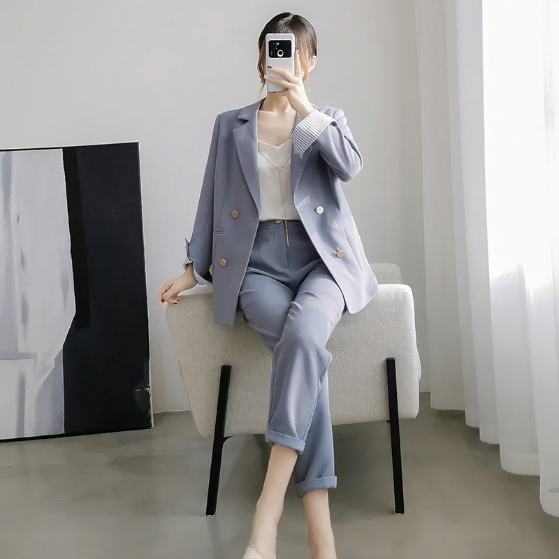 Women Working Suits Spring Long Sleeve Tops Ladies Casual Wear Designer Suits Street Wear Solid Pink Black Blue Fashion Designer