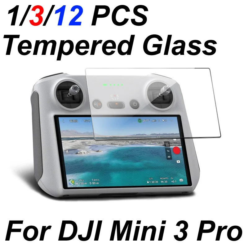 1/3/12PCS Tempered Glass Lens Film For DJI Mini 3 Pro RC Remote Control 9H Anti-Scratch HD Camera Screen Protector Protective