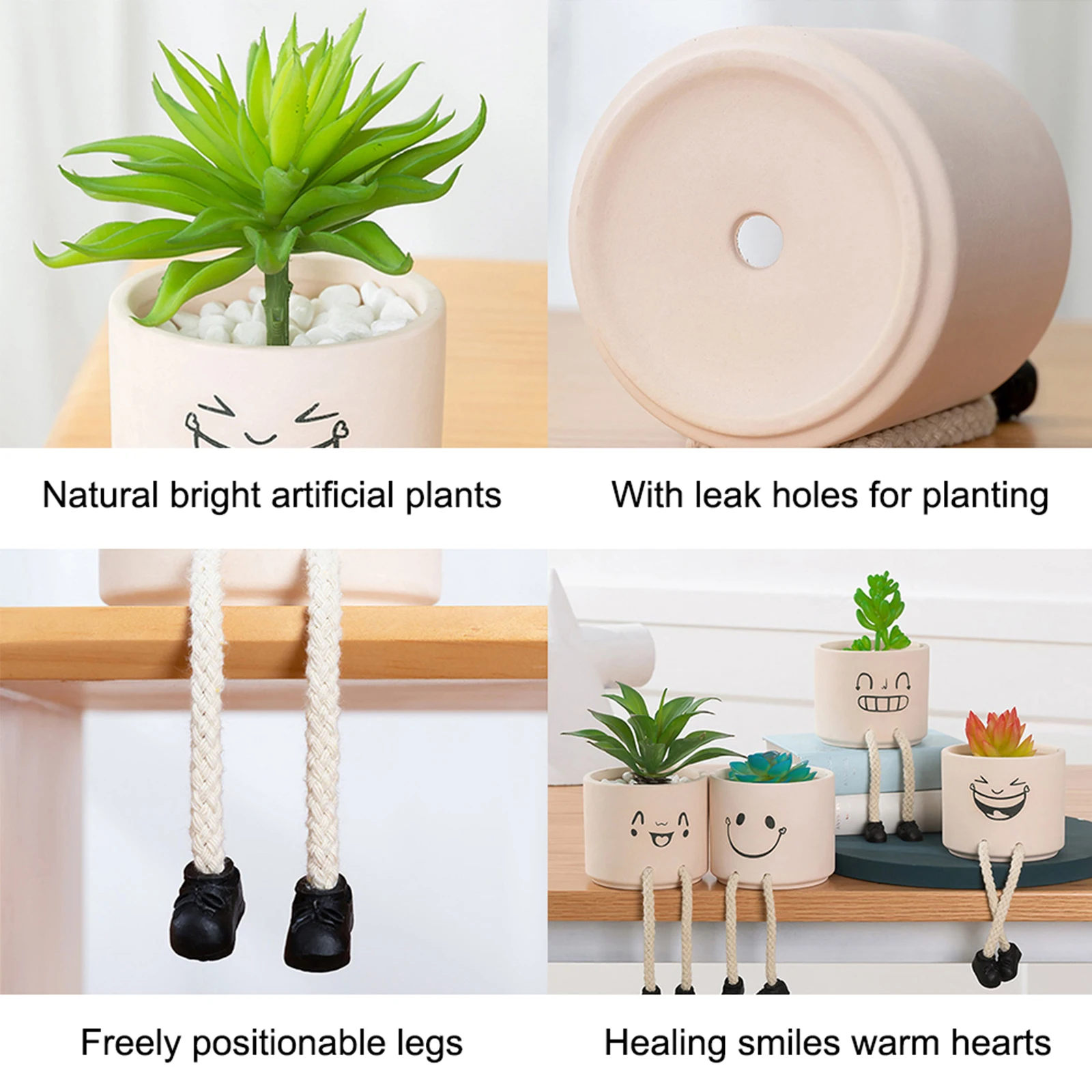 Fake Plants, Small Artificial Plant Indoor, Simulated Plant Pot for Home, Bathroom, Bedroom, Living Room, Office Table Decor