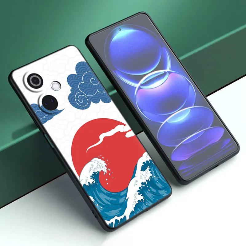 اليابانية موجة الفن الكرتون غطاء أسود جراب هاتف ل OnePlus Nord CE3 لايت 3 12 11 2T N30 CE2 N300 N200 10 9RT ACE 2V Pro 5G