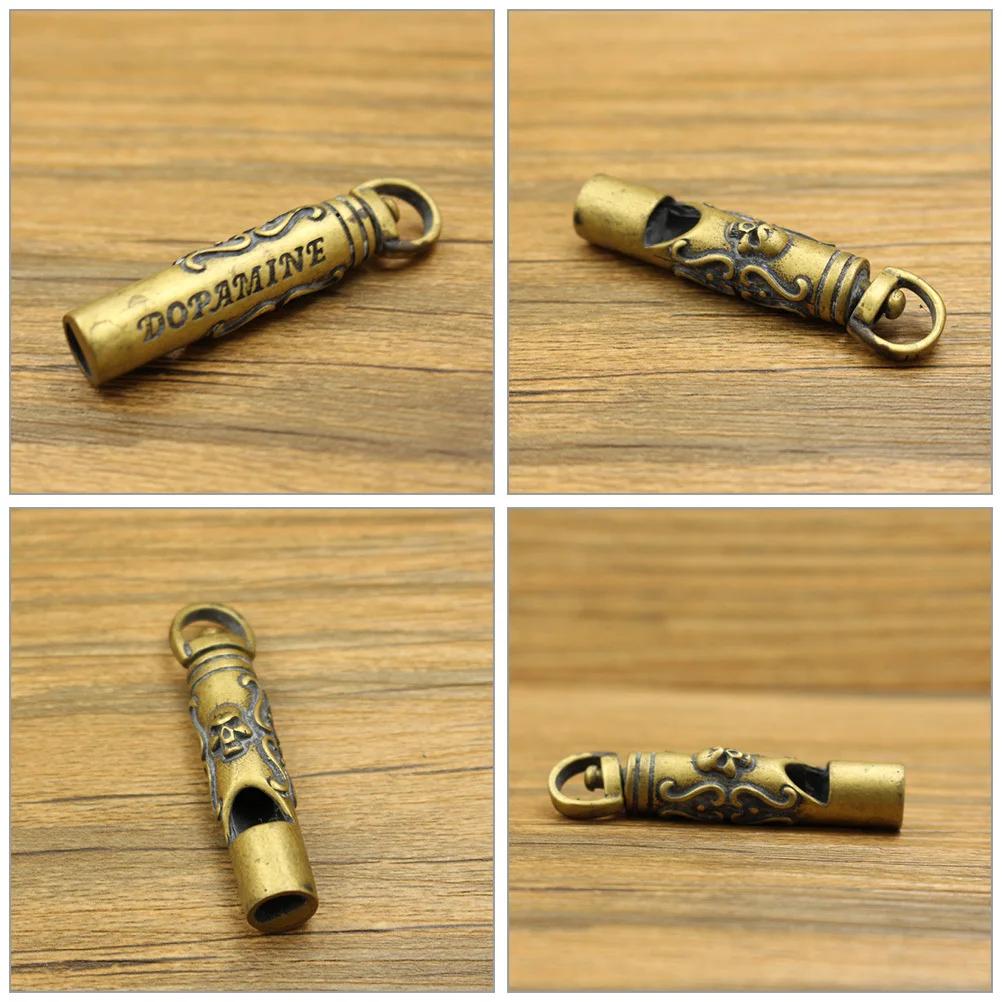 النحاس قلادة الجمجمة نمط الطوارئ في الهواء الطلق صفارة إنقاذ للتخييم التنزه أداة السلامة المحمولة المعادن صافرة المفاتيح