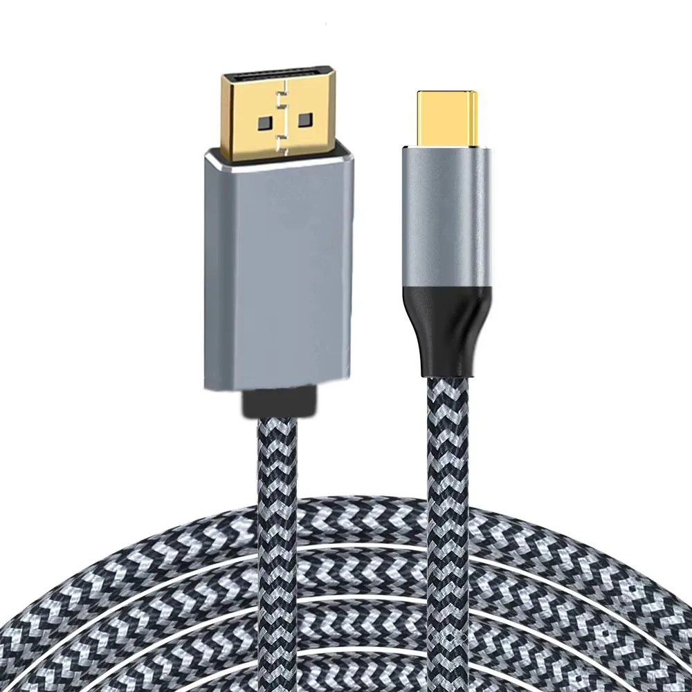 Cable adaptador USB C a DP 1,4, 8K @ 60Hz, 4K @ 240Hz, tipo C a DisplayPort, Compatible con Monitor de ordenador portátil iPhone 15 Thunderbolt3, 2M/6 pies