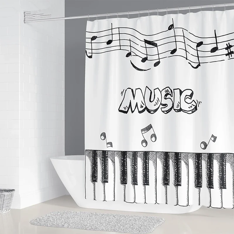 Simple Geometric Nordic Chandelier Printing Bathroom Shower Curtain Polyester Waterproof Home Decoration Curtain with 12 Hooks