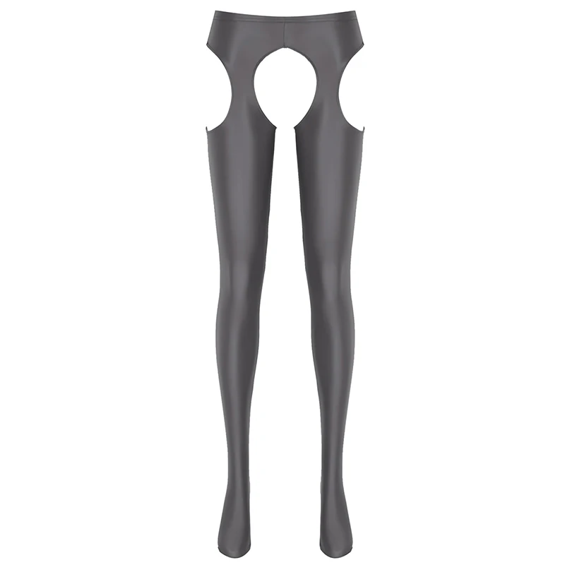 Celana legging ketat pinggang tinggi mengilap XXL minyak pria stoking celana ketat Lingerie seksi pakaian tidur potongan tanpa tali