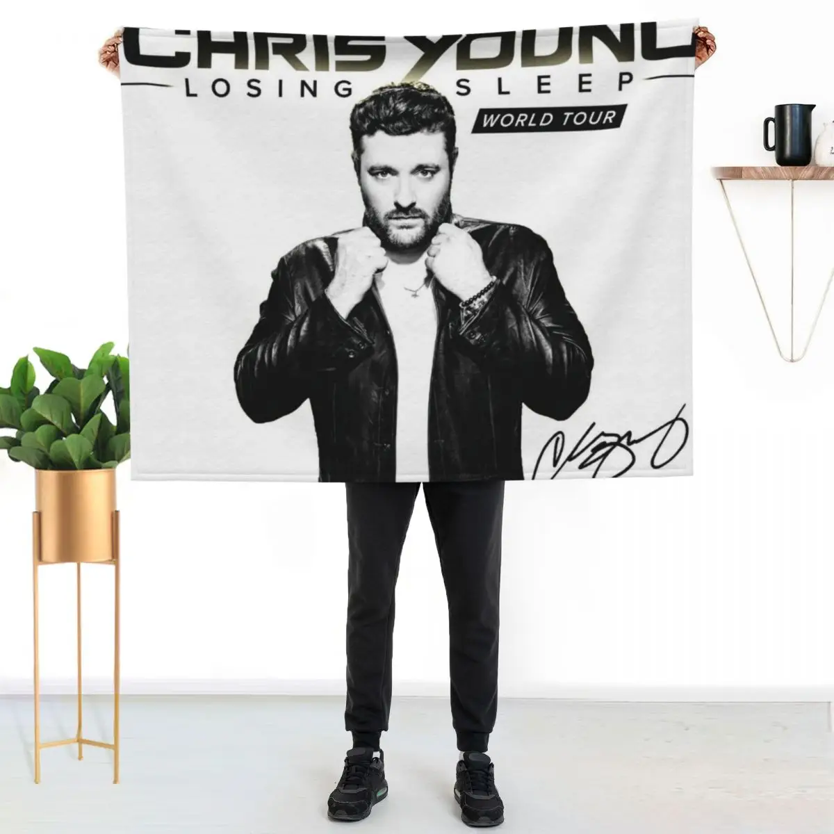 

chris young with signature Throw Blanket Soft Sherpa Fleece Warm Blanket for Winter