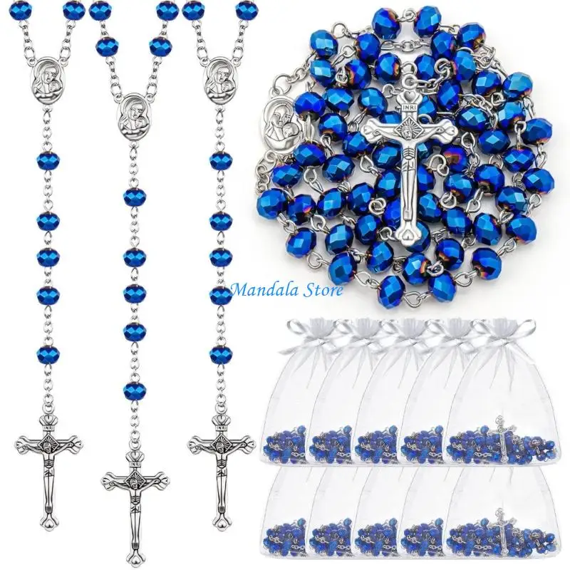 U2JC – chapelet catholique en collier perles, bijoux religieux, cadeau pour femmes hommes, amulette