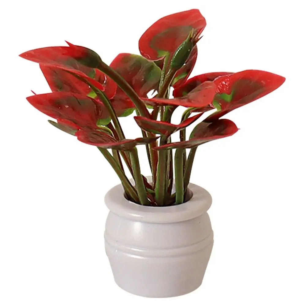 Mini vase de simulation en plastique pour maison de course, plante de luo verte, fleur finie, accessoires de modèle de maison de beurre en plein air, l'inventaire, 1:12