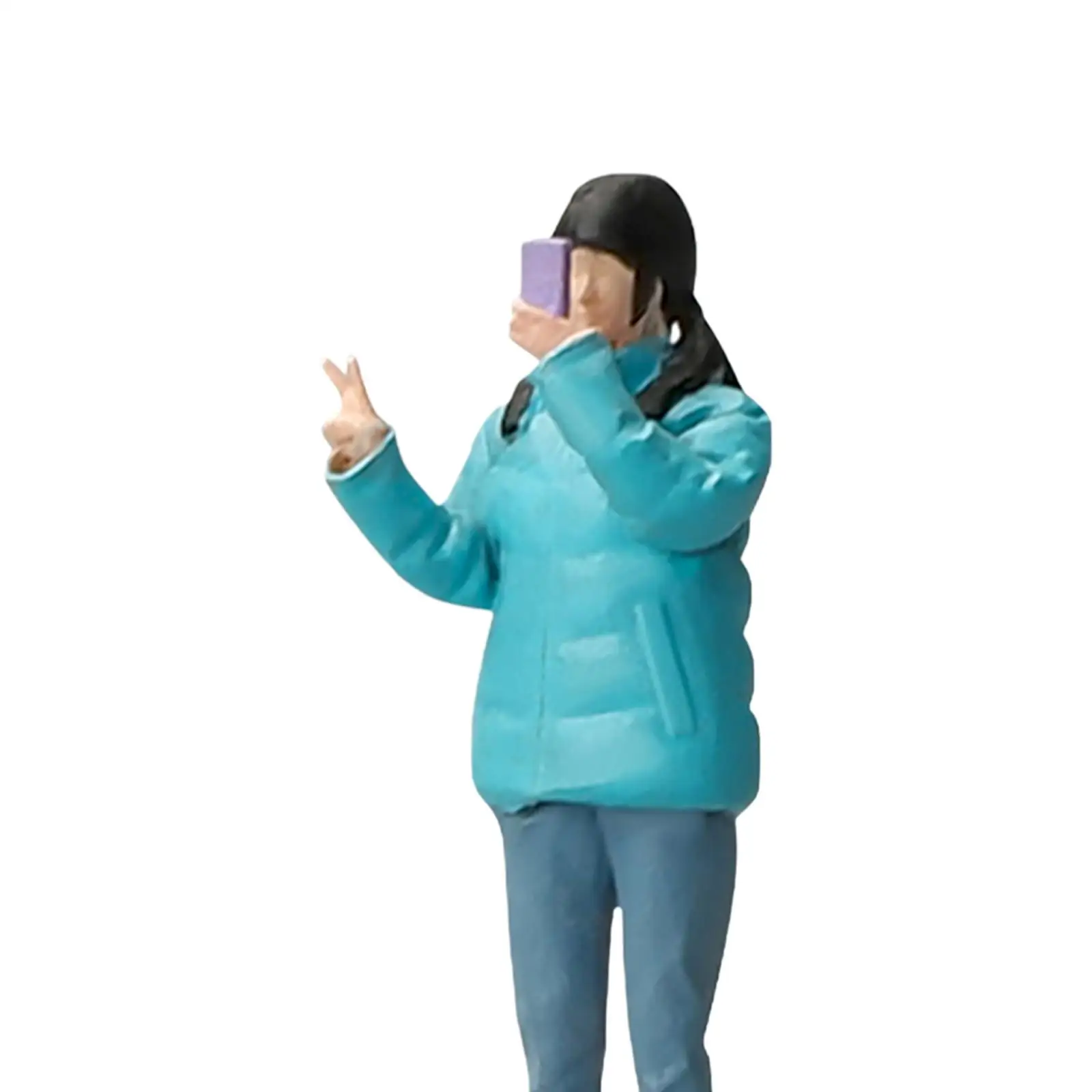 女の子の建築小さなダウンジャケットモデル、人のフィギュア、ミニチュアシーン、レイアウトの装飾、1:64