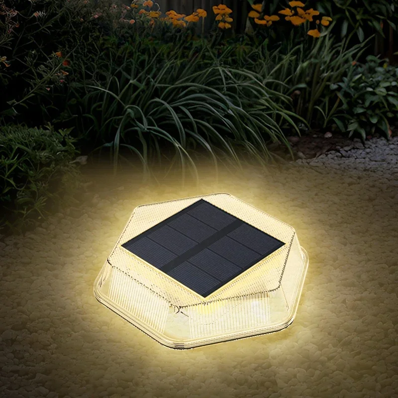 LED Solar Light Hexagon Outdoor Garden Solar Underground Courtyard Waterproof LED Lights Buried Lamp Garden Decor Lawn Lamp