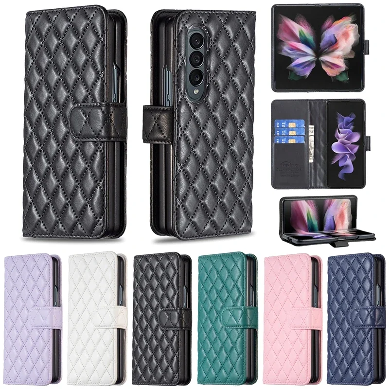 

Wallet Small Fragrance Magnetic Flip Leather Case For Samsung Galaxy Z Fold 5 4 3 5G Cover Shell