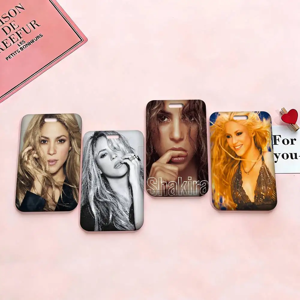 Singer S-shakira Funda para tarjetas unisex con cordón para mujer, soporte para tarjetas de identificación de trabajo, tarjetero de negocios, funda para credenciales