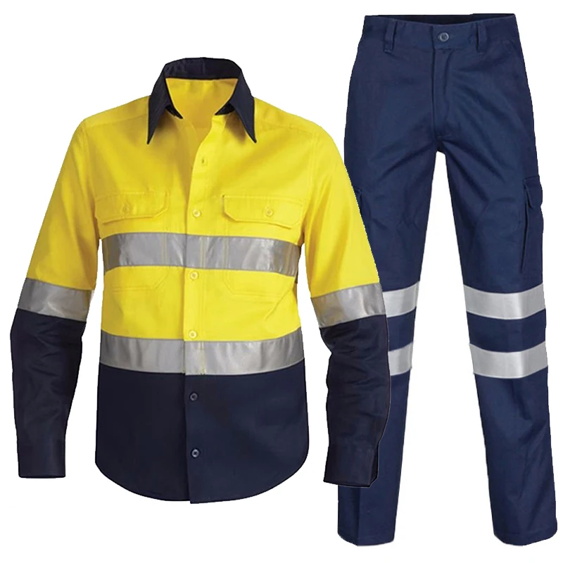 Mens Auto Repair Factory Long Sleeve Shirt Tops Pants Construction Mechanical Work Wear Uniforms Suit Set Safety Clothing