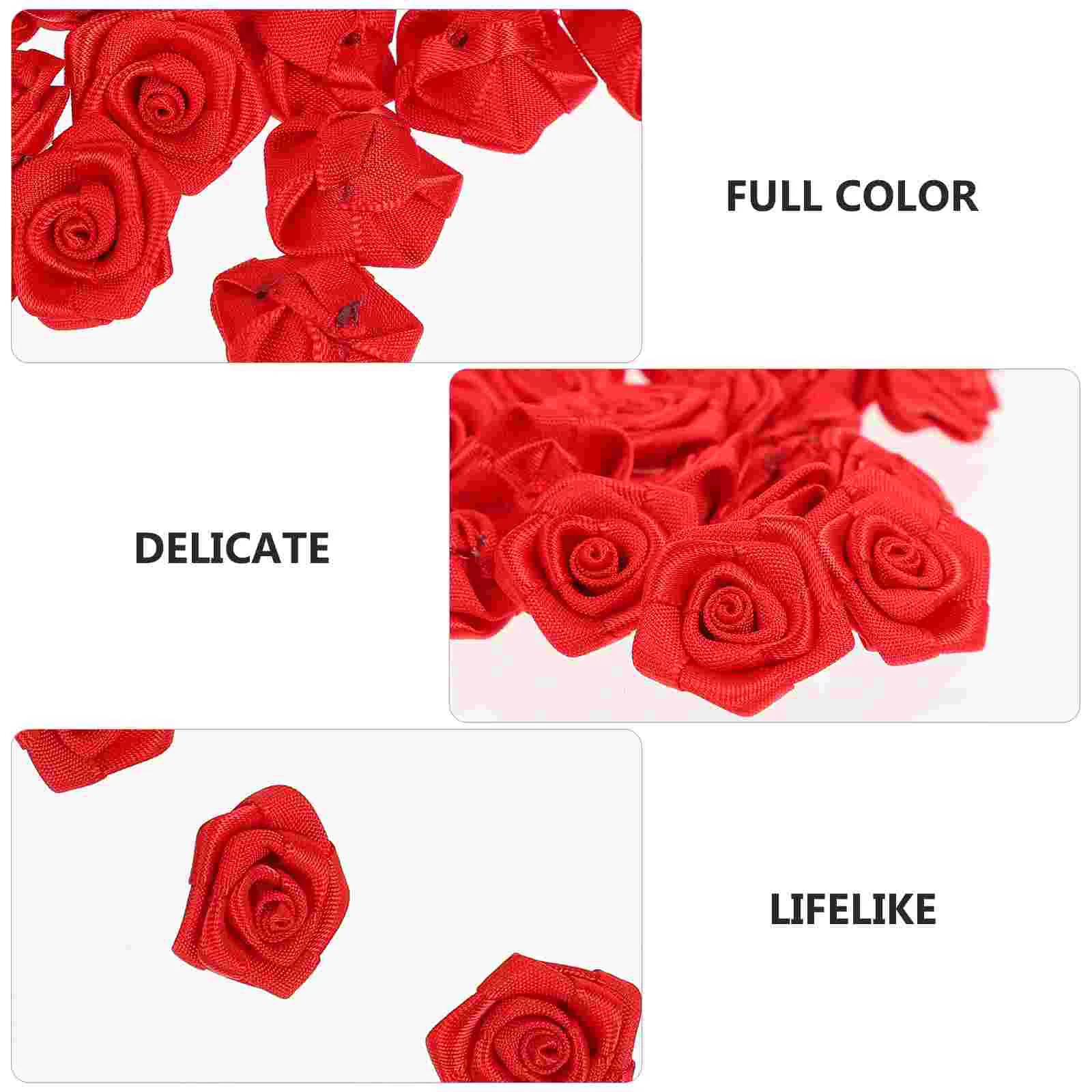 100 Pcs Decorate Ribbon Roses Bride Satin for Crafts Polyester Faux Mini Clothes