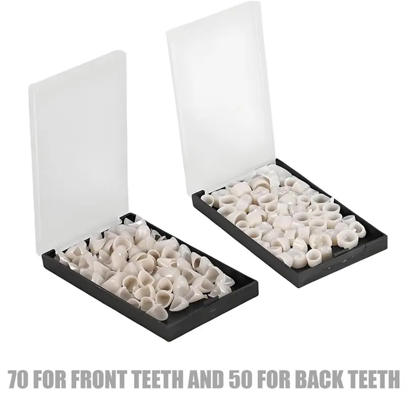 B49B-Veneers، 120 قطعة من التيجان المؤقتة لأغطية الأسنان، 70 أماميًا للأسنان + 50 قبعة أسنان خلفية، طقم إصلاح الأسنان #6