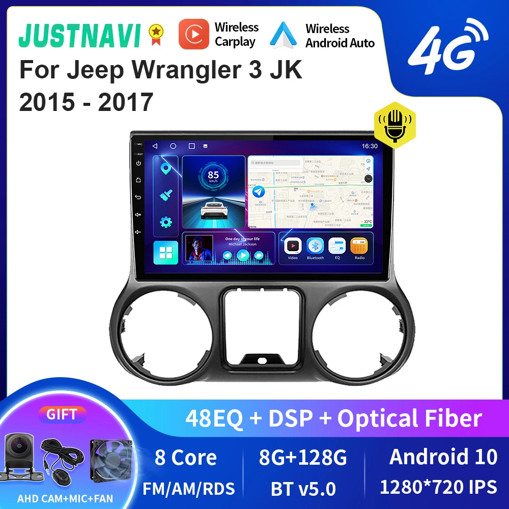 

JUSTNAVI QT10 Android 10.0 Car Radio Player For Jeep Wrangler 3 JK 2015 - 2017 Navigation GPS Autoradio Touchscreen DSP Carplay