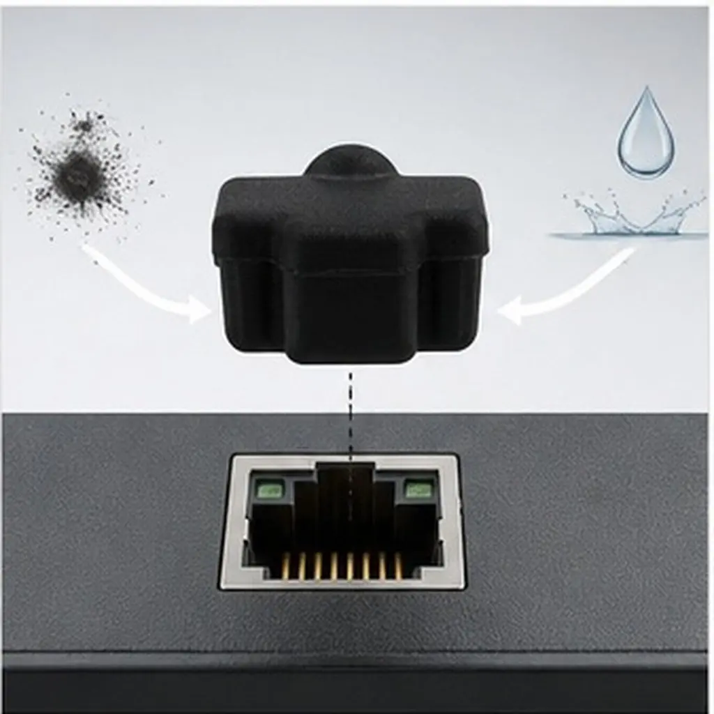 100Pcs Rj45 Port Silicone Dust Plug Ethernet Cover Network Interface Protector Soft Reusable Caps for Desktop Laptop Server