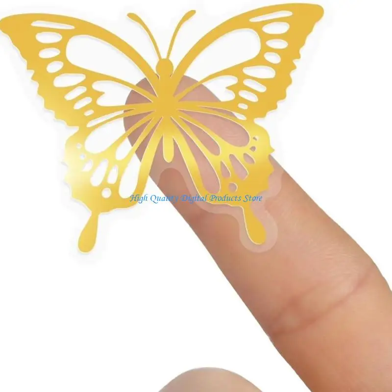 U2JE 1 Roll Golden Butterfly Sticker Waterproof Design For Glass Plastic Metal Surfaces For Students And Teachers Use