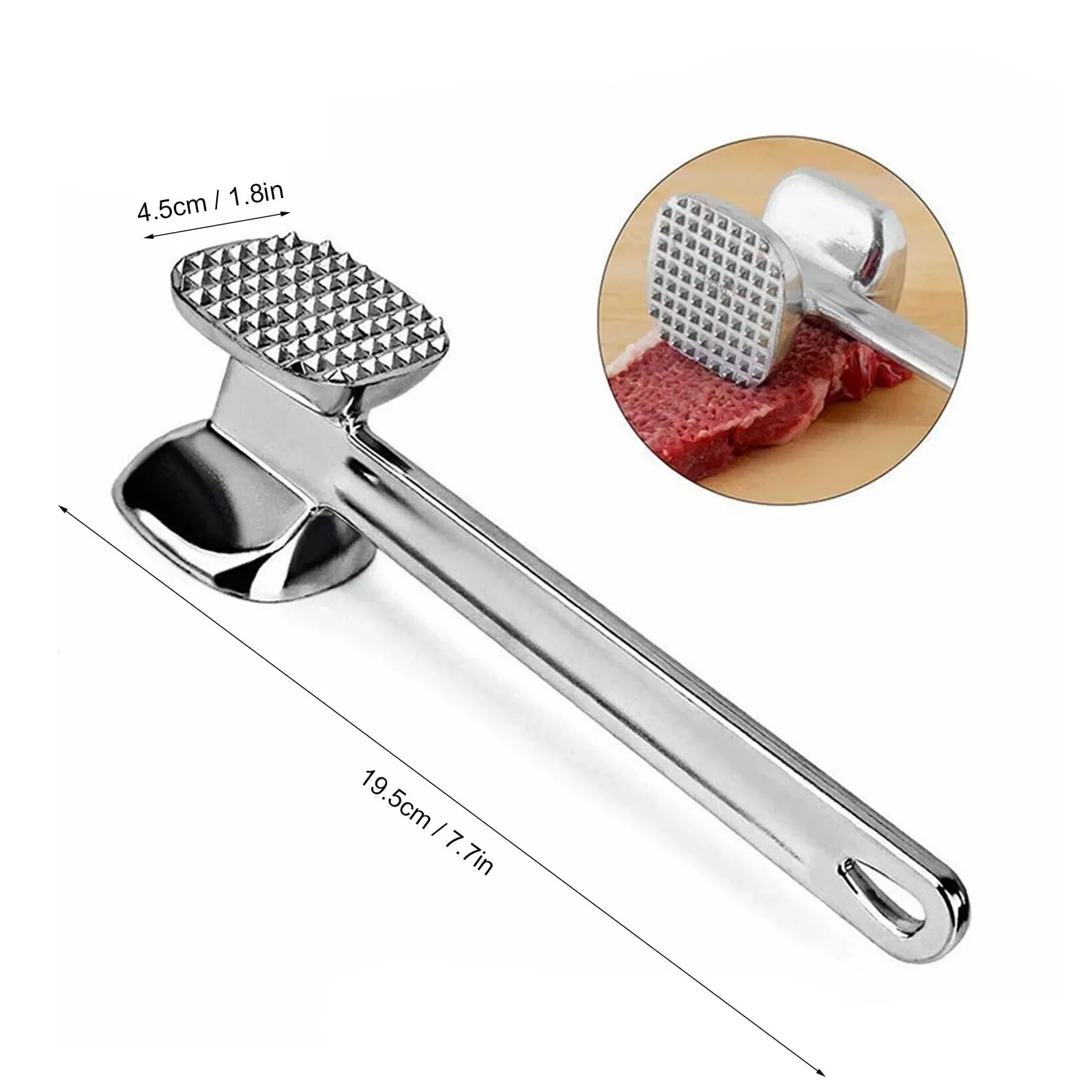 Kitchen Meat Tenderizer Hammer Tool Dual-Sided Nail  Mallet  Hammer for Steak Chicken Fish   Pounder With Grip Handle