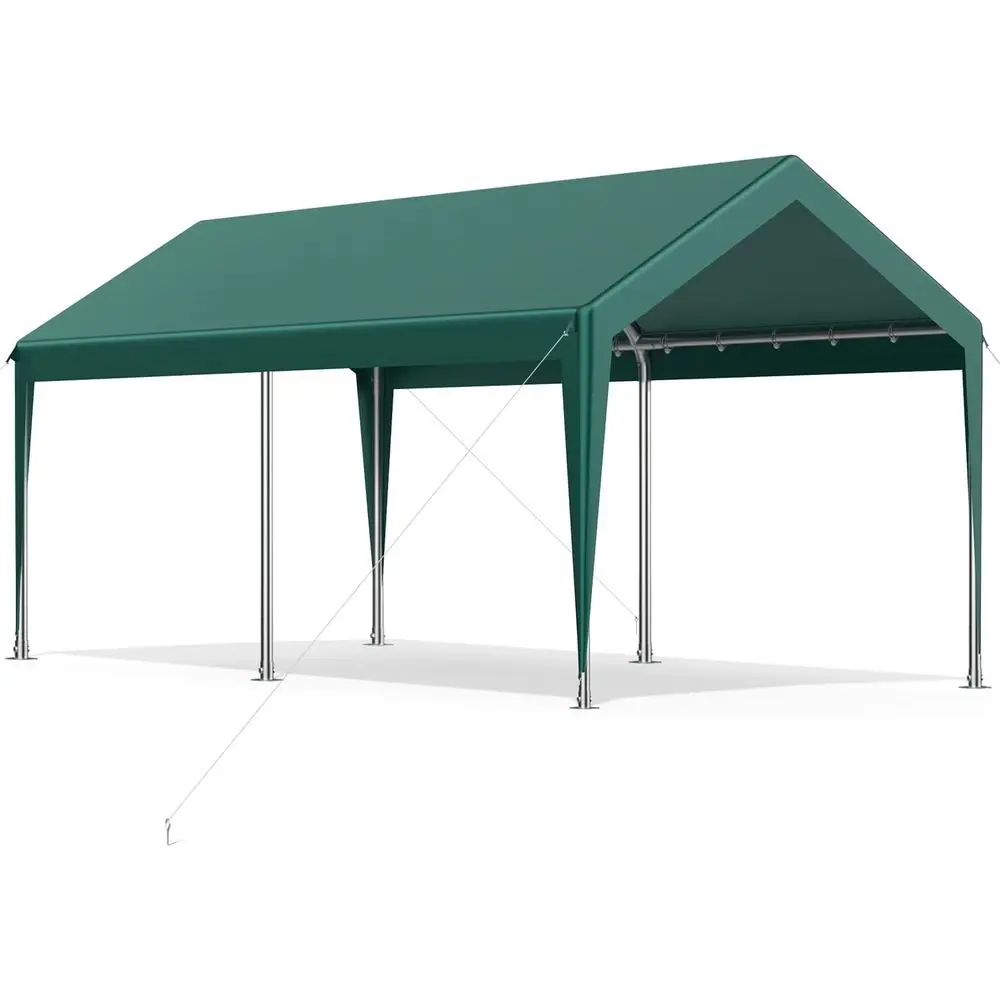 

Green 12x20FT Durable Carport, Portable Garage Shelter for Cars, Boats, and Outdoor Parties, UV & Water-Resistant with Wind-Resi