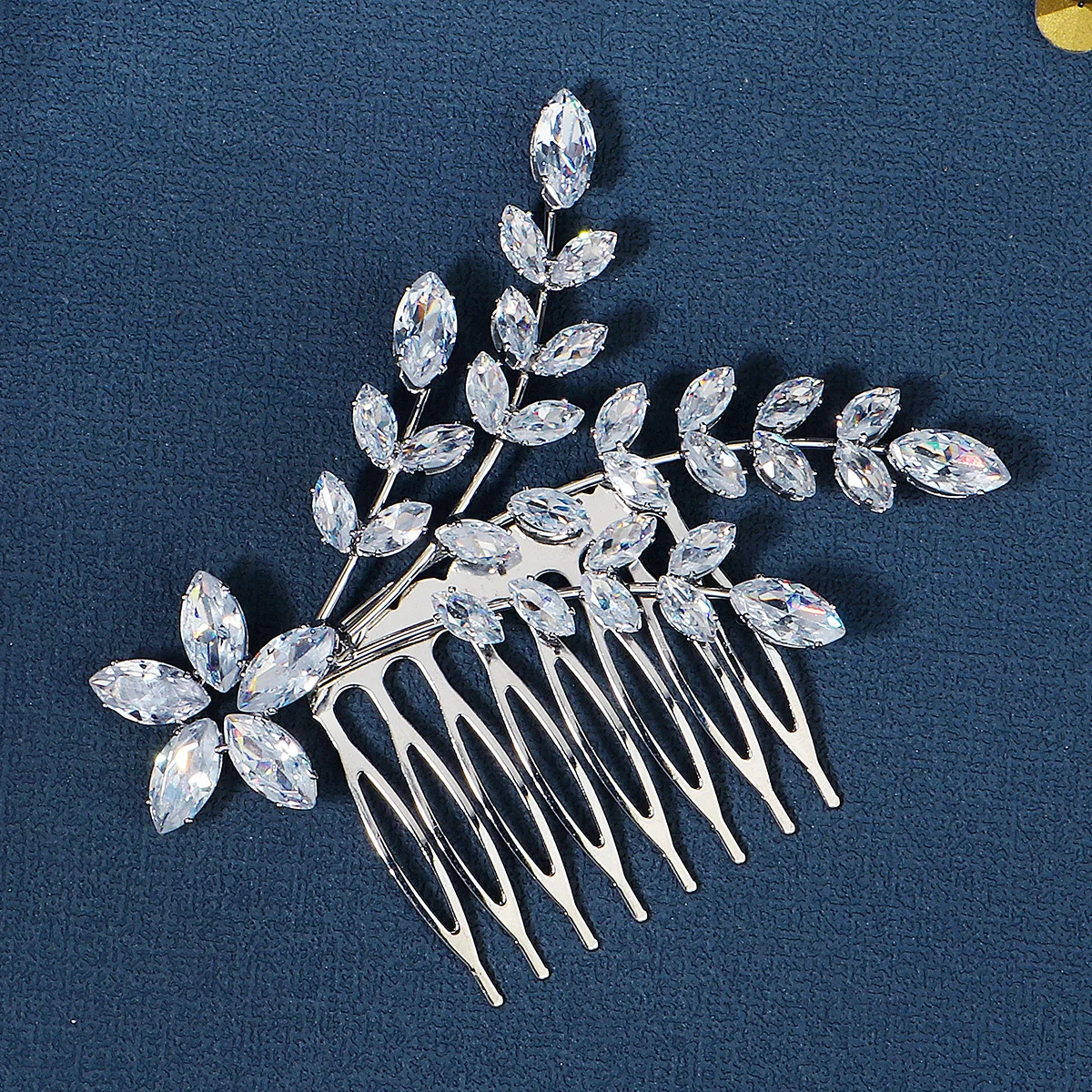 Mode Zirkonia Haarkamm Braut Hochzeit Haar Ornament Mori einfache Pony Einsatz Kamm weibliche Fledermaus Mizwa Party Platte Haar – Detail 13