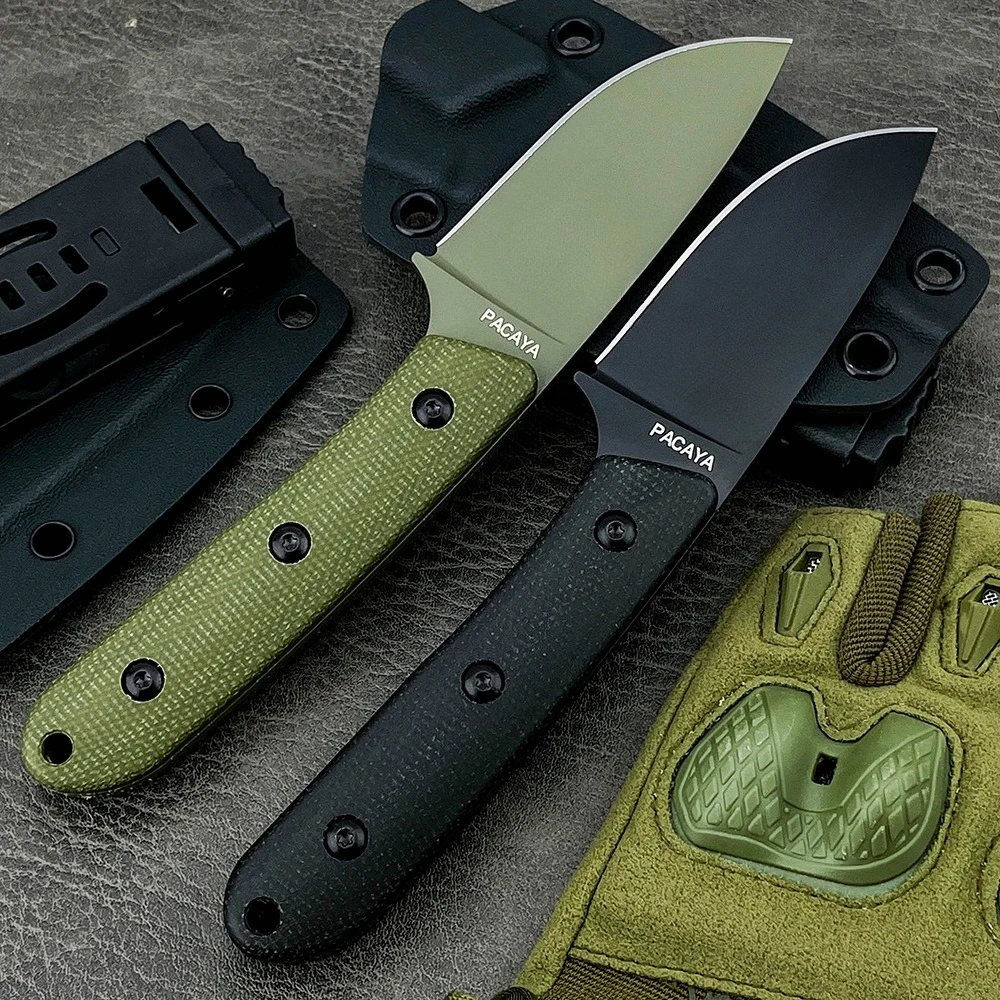 

Тактический нож PACAYA Blade, многофункциональный, прямой, для выживания, с рукоятью G10 (черный/зеленый), для кемпинга, охоты, самообороны