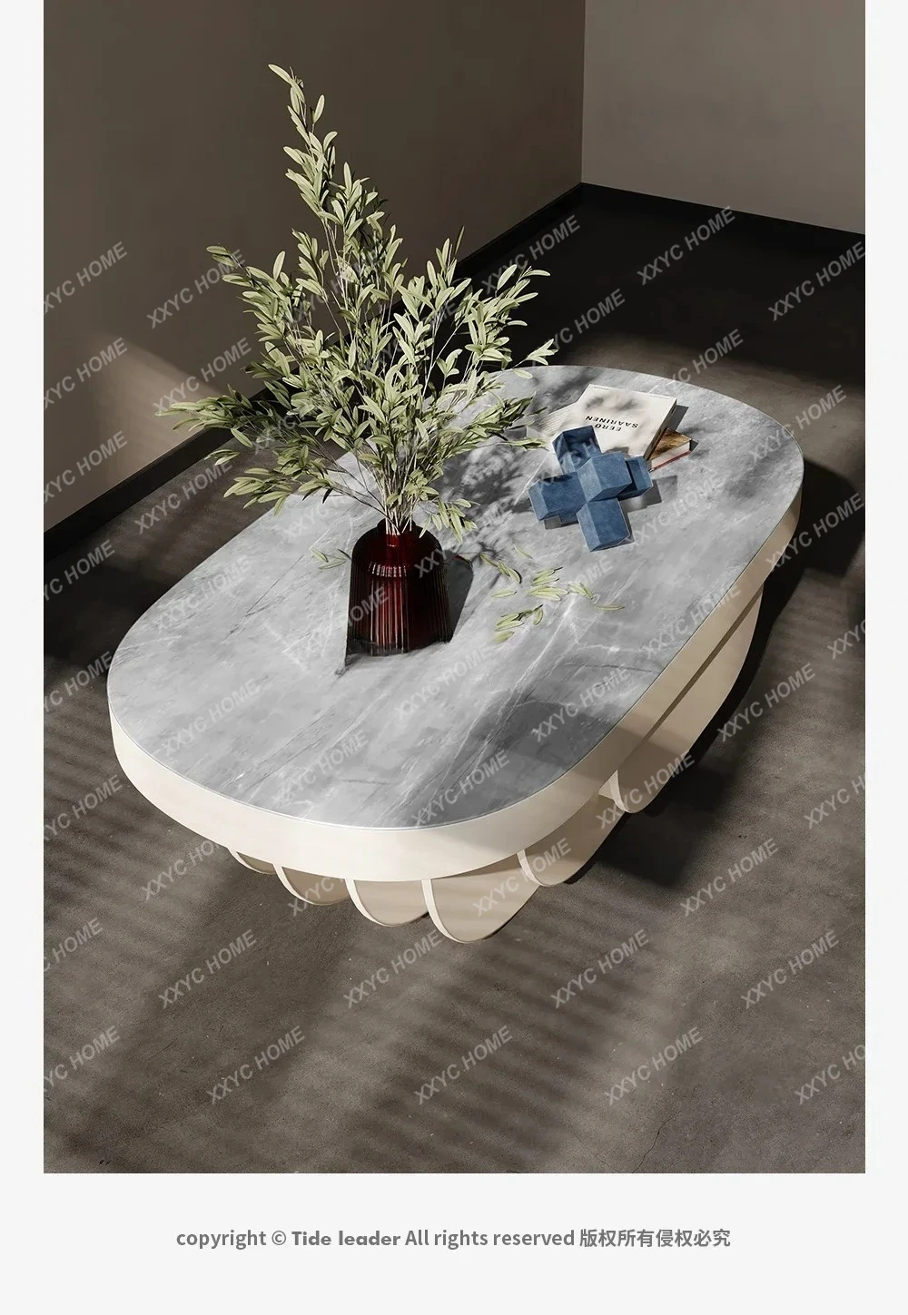 

LSpecial-shaped creative high-end light luxury coffee table rock slab panel oval minimalist