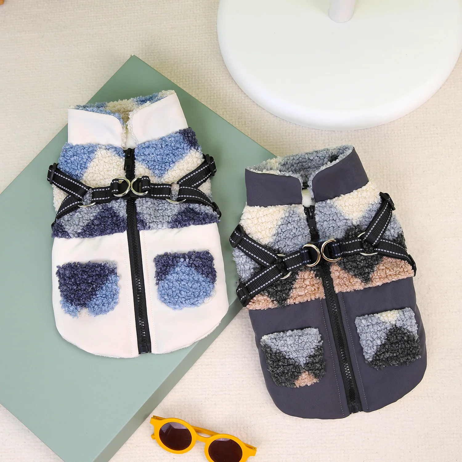 

Big Dog Clothes Winter Reflective Fleece Vest Harness Jacket For Large Dogs Dachshund Labrador Pet Chest Strap Sleeveless Coat