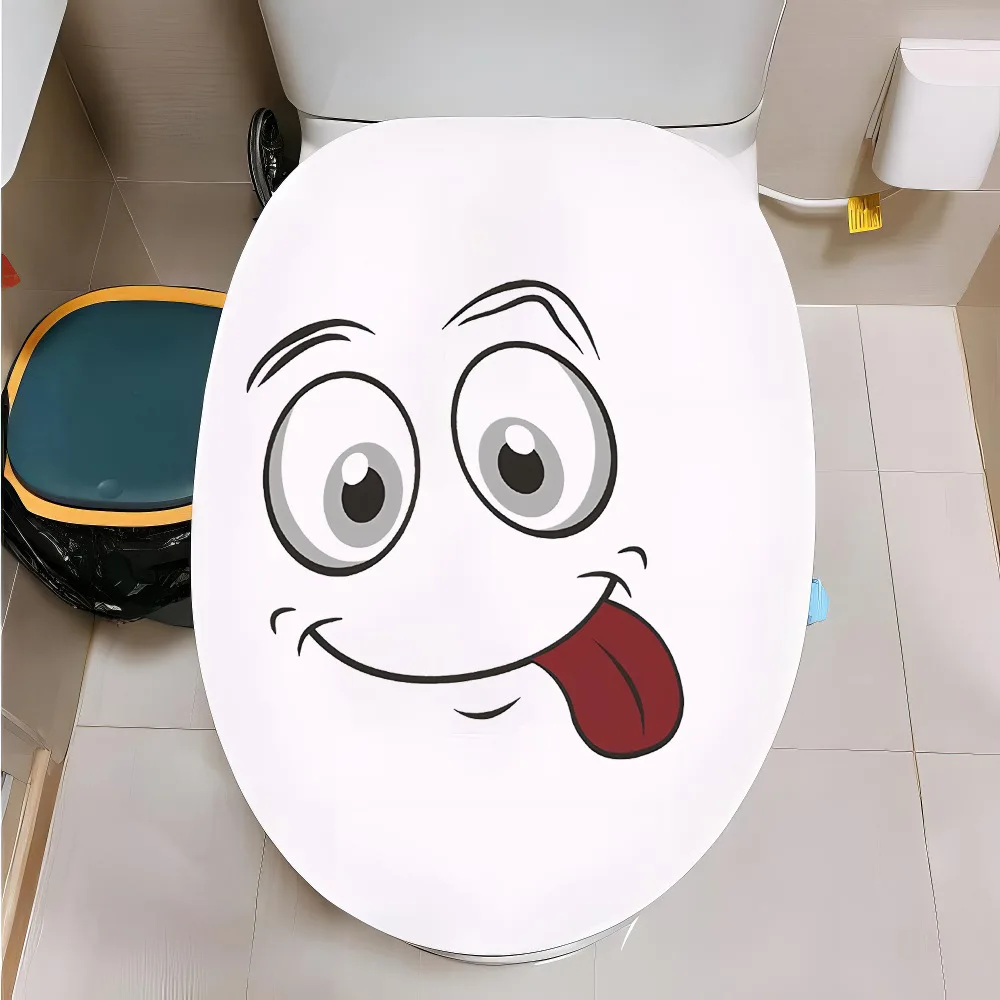 1 Stück Kreative Lustige Badezimmer-Aufkleber Toiletten-Aufkleber Wandaufkleber Badezimmer-Dekoration Niedliche Cartoon-Expressions-Toiletten-Aufkleber Kunst-Dekor – Detail 8