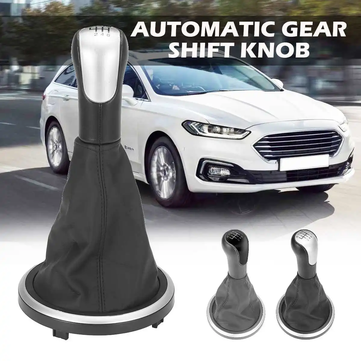 5/6 Speed Car Shift Gear Knob Lever Gaitor Boot Cover Stick Shifter For Ford For Fiesta For Fusion For Transit Connect 2002 +