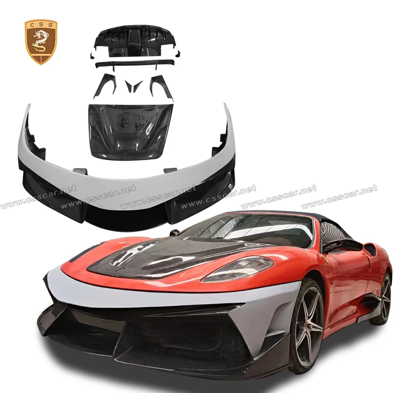 For Ferrari F430 Upgrade Vor Style Half Carbon Fiber Front Bumper Engine Bonnet Hood Rear Truck Wing Spolier Wing Lid Bodykits