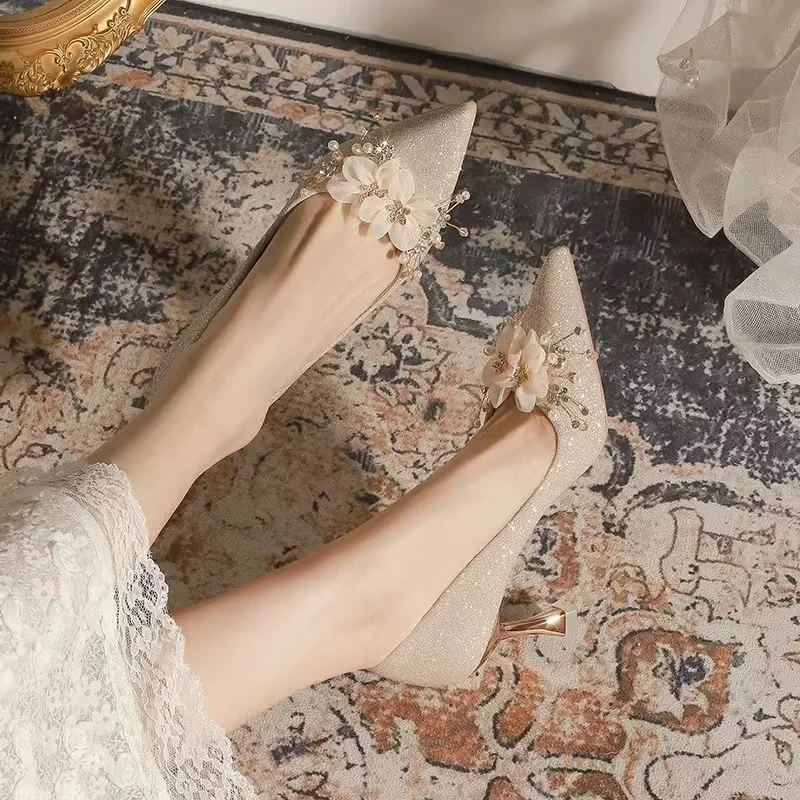 Designer Fashion Comfortable High Heel Shoes Women 2024 New Elegant Pointed Toe Shallow Mouth Slim Heel Shoes Shoes for Women