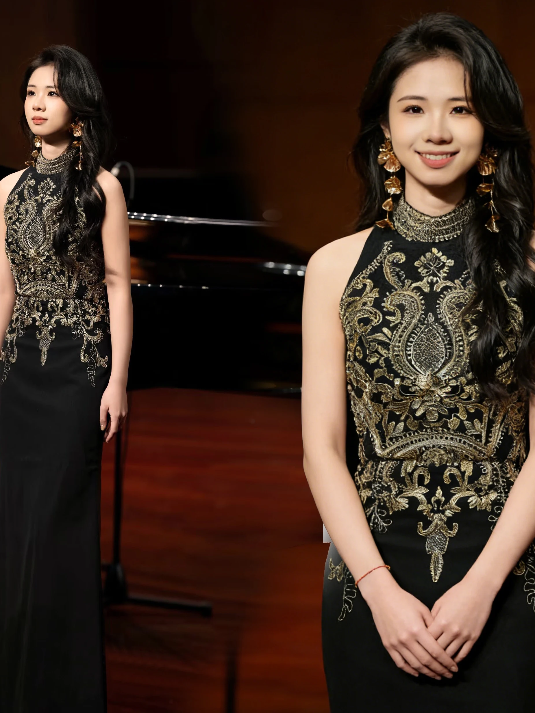 

Ele Bla Neline Evening Gown for Host Engagement Birthday Dinner Annual Conference Piano Performance 20670