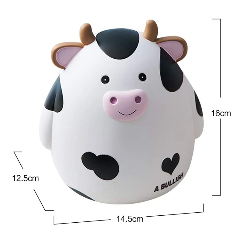 A73T Piggy Bank,Cute Cow Money Bank For Boys And Girls,Children's Shatterproof Coin Bank,Best Birthday For Children