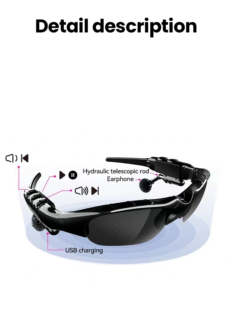 Smart Glasses Headset Wireless Sunglasses Outdoor Sport Earphones Calling Music Anti-Blue Eye Men Women Bike Bicycle Glasses