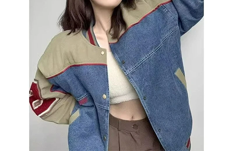 سترة ريترو لربيع وخريف 2025 بتصميم نسائي بألوان متباينة وربط كاوبوي متعدد الاستخدامات #5