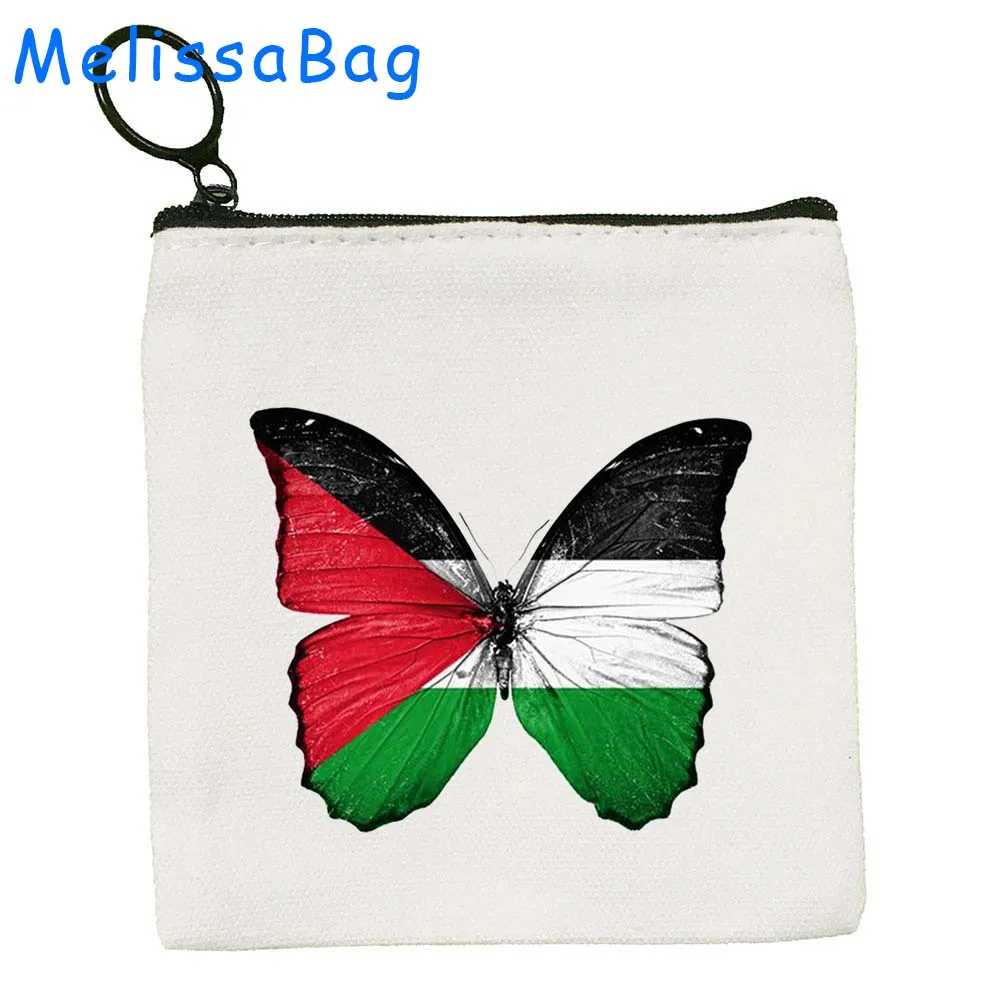 Peace Butterfly Heart Jerusalem Dome Mosque Church Moon Star Paintings Gifts Canvas Coin Purse Key Case Bag Wallet Zipper Pouch