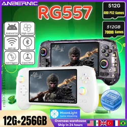 ANBERNIC RG557 RG 557 Retro Handheld Game Console Video Game Consoles Android 14 Dimensity 8300 12G+256G AMOLED Screen PSP PS2