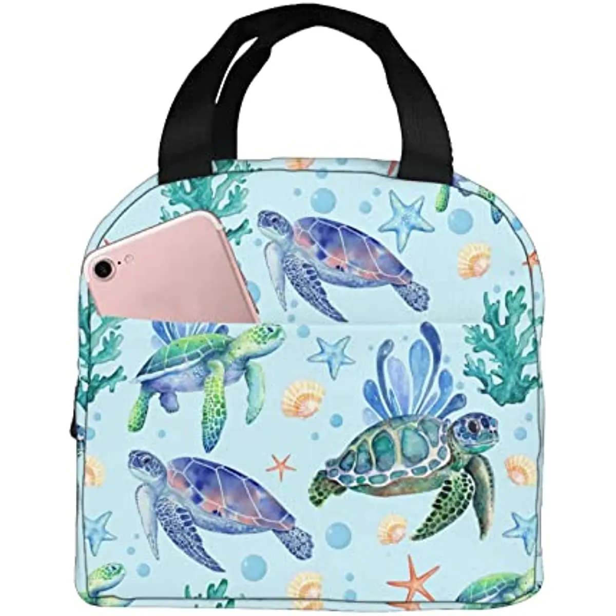 Sea Turtle Portable Tote Lunch Bags Insulated Lunch Box Cooler Lunch Bag for Picnic Boating Beach Fishing Work for Women Men