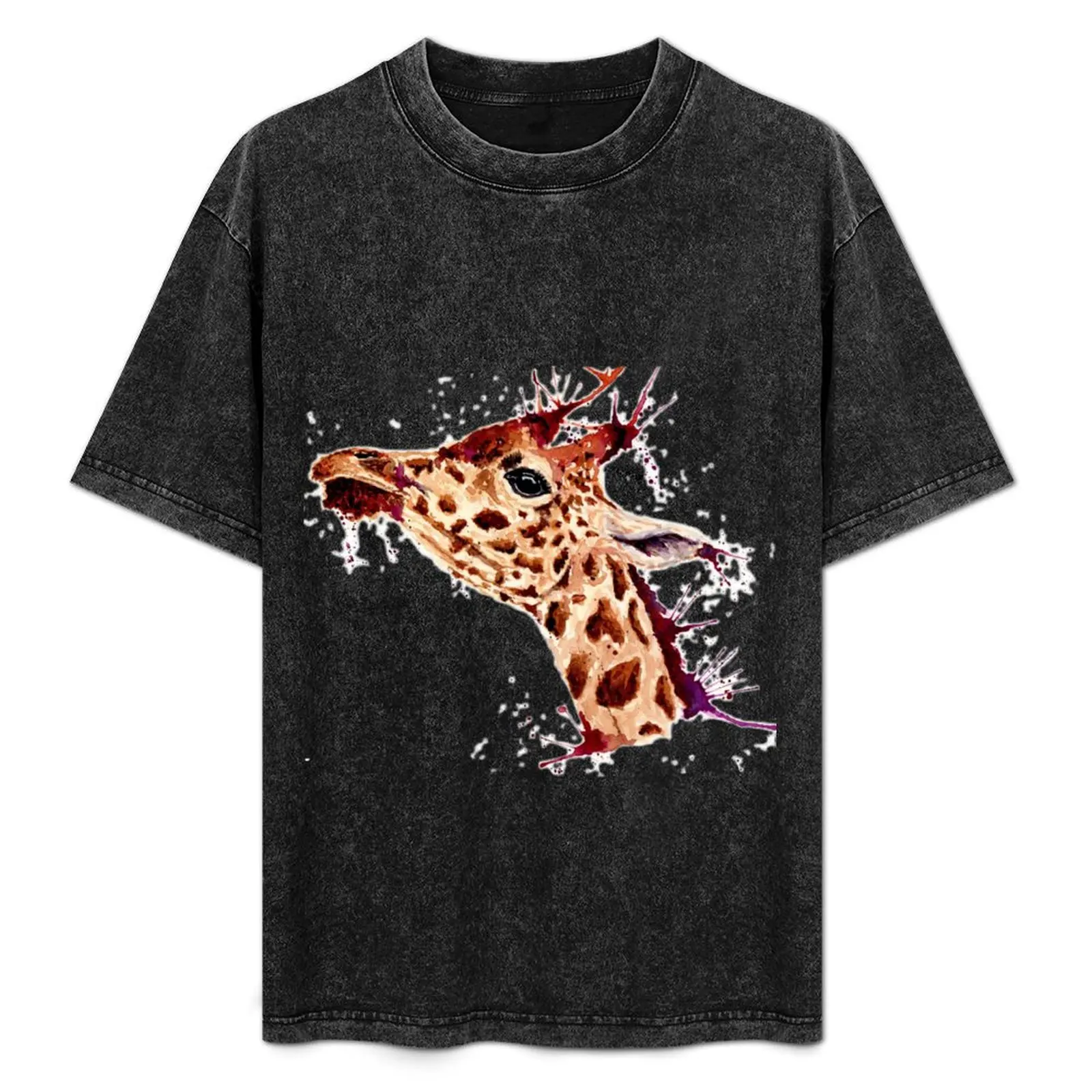 

Water colour giraffe T-Shirt Basic Plain Tee for Spring and Summer