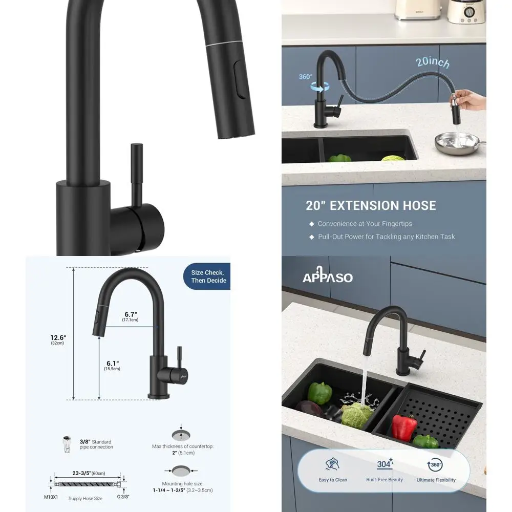 

Современный выдвижной кухонный смеситель с одной ручкой и наклонной пластиной, нержавеющая сталь, подходит для 1-3 отверстий, 2 режима, идеально подходит для
