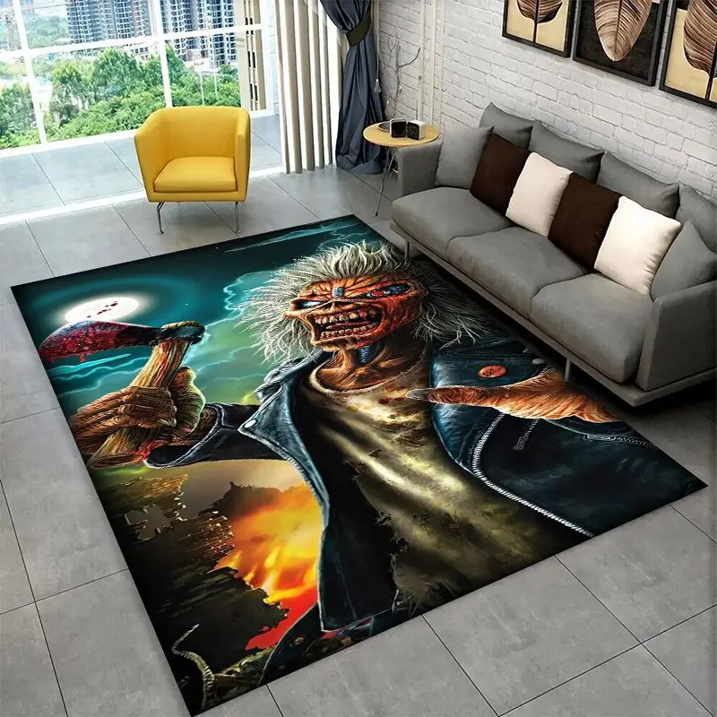 3D I-Iron Maiden Metal Band Carpet Rug for Playroom Bedroom Living Room Sofa Home Decor,kid Game Area Rug Non-slip Floor Mat