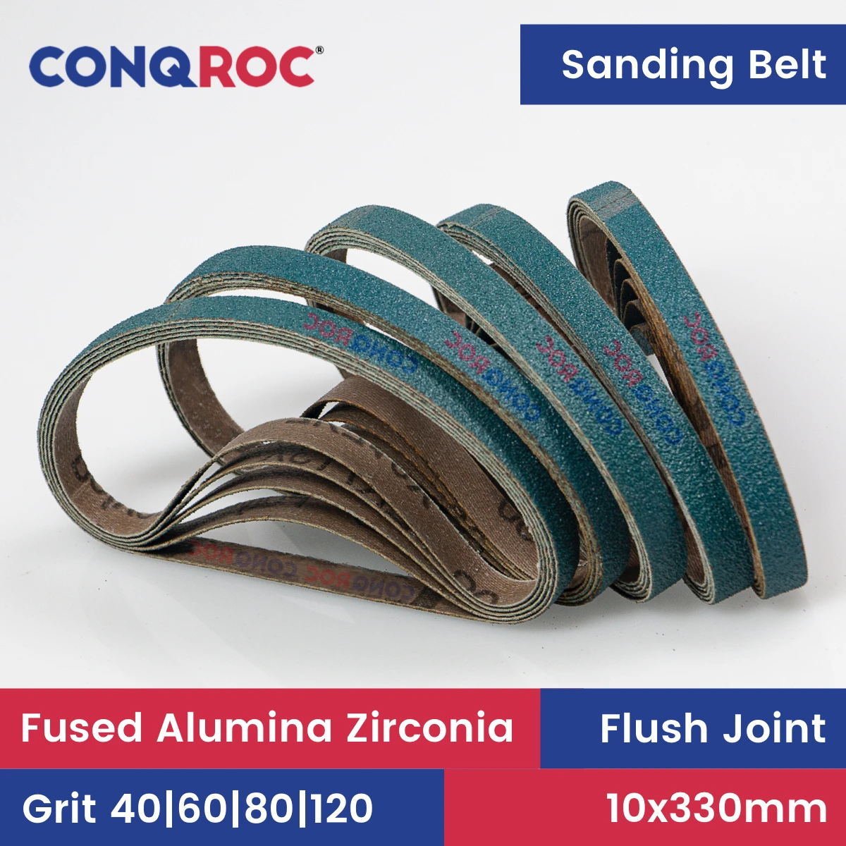 Sanding Belts 10x330mm Fused Alumina Zirconia 25-Piece 3/8