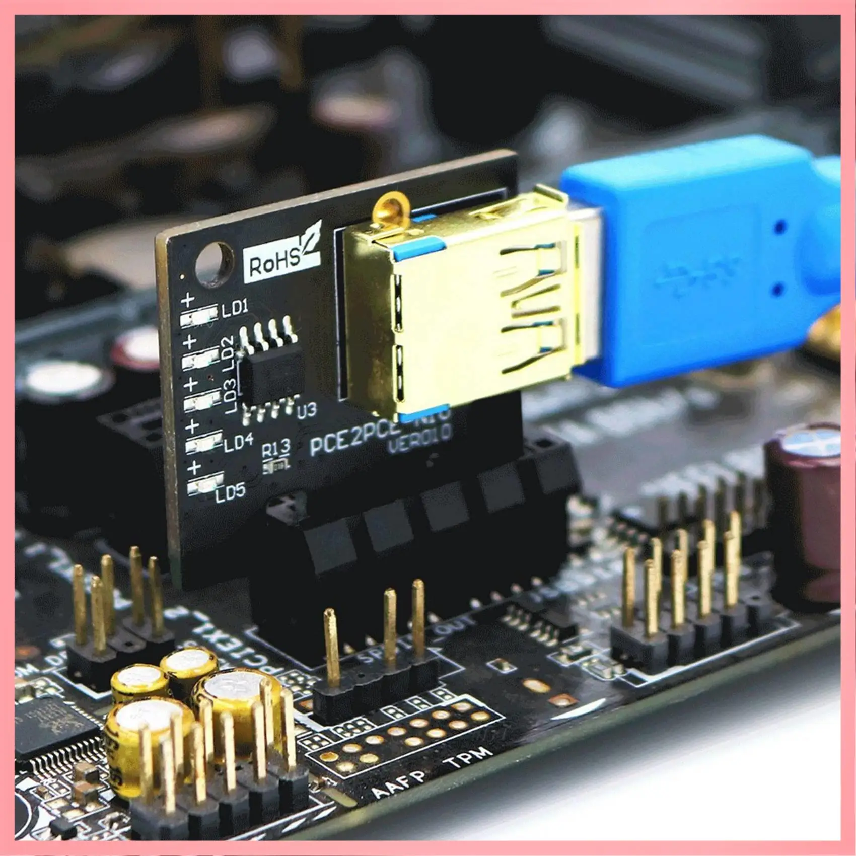 

N91R-New Version Horizontal Installation 009S Plus PCI-E 1X To 16X Extender Adapter With Blue Flash LED For BTC Miner