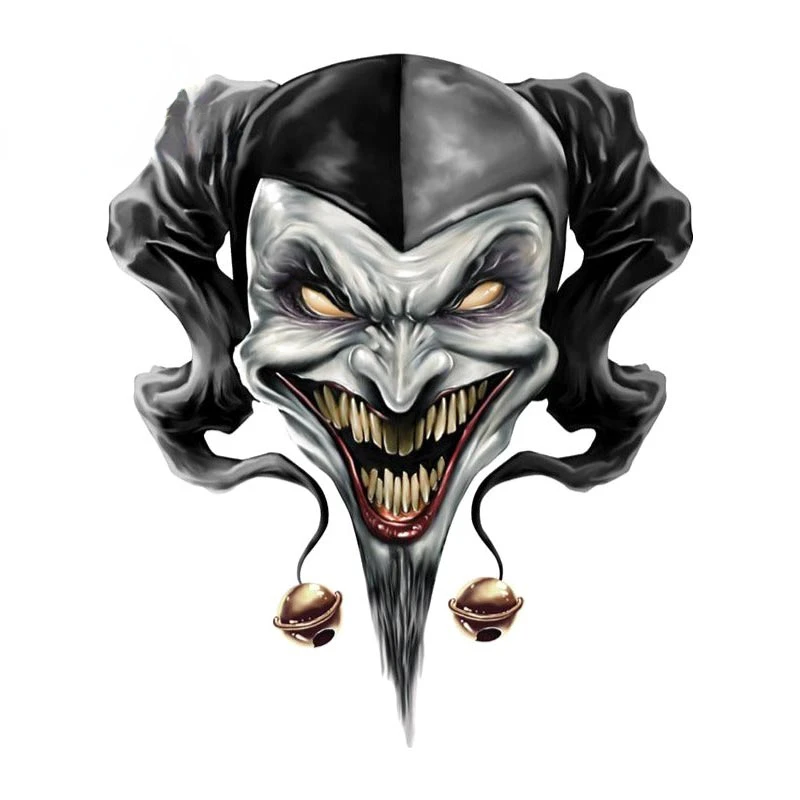 

Airbrush Style Black N White Jester Sticker for Bumper Motorcycle Laptop Tablet Decal Cartoon Car Sticker