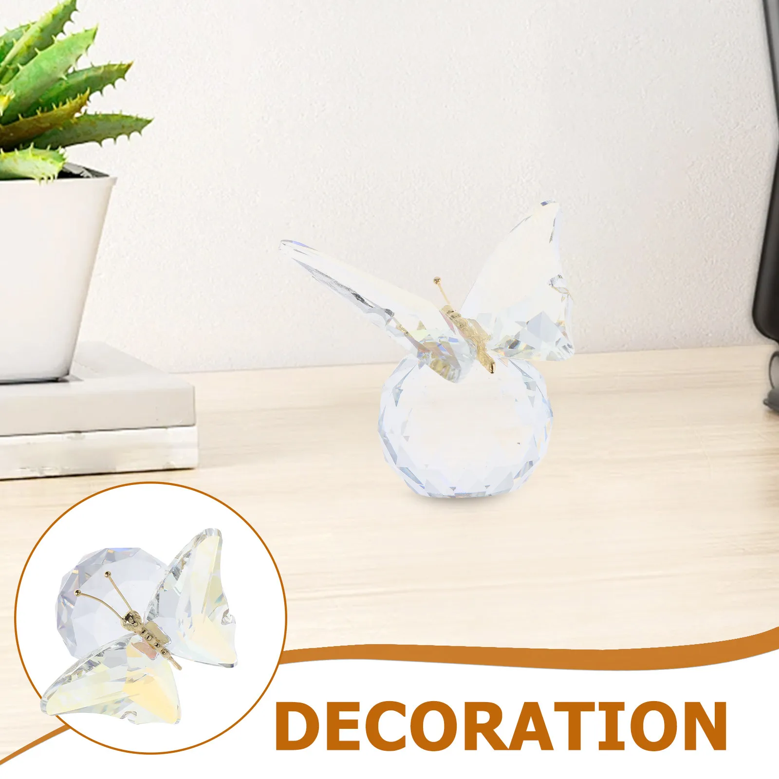 Elegant Crystal Butterfly Ornament with Shimmering Finish – Desktop, Shelf & Living Room Decor