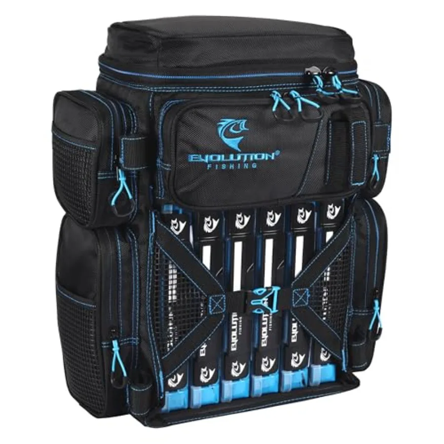 

Evolution Fishing Drift Series Tackle Backpack Outdoor Rucksack with 6 Fishing Tackle Trays Heavy Duty Blue