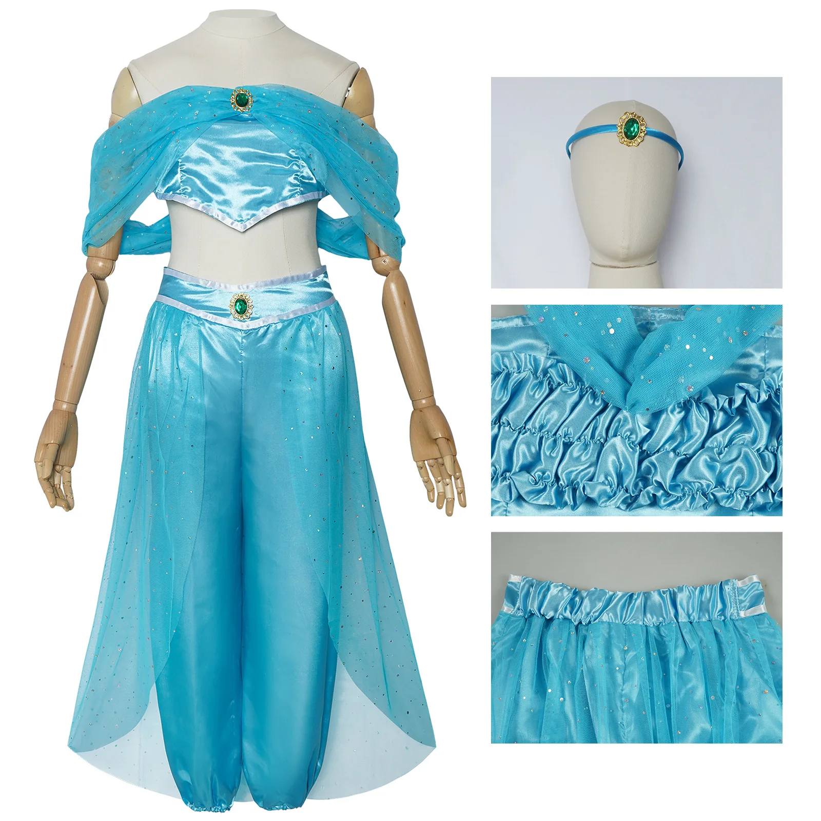 

New 2025 Aladdin J Cosplay Adult Kids costume men Women Halloween Belly Dance Dress Jasmine costume set Princess fancy Outfit
