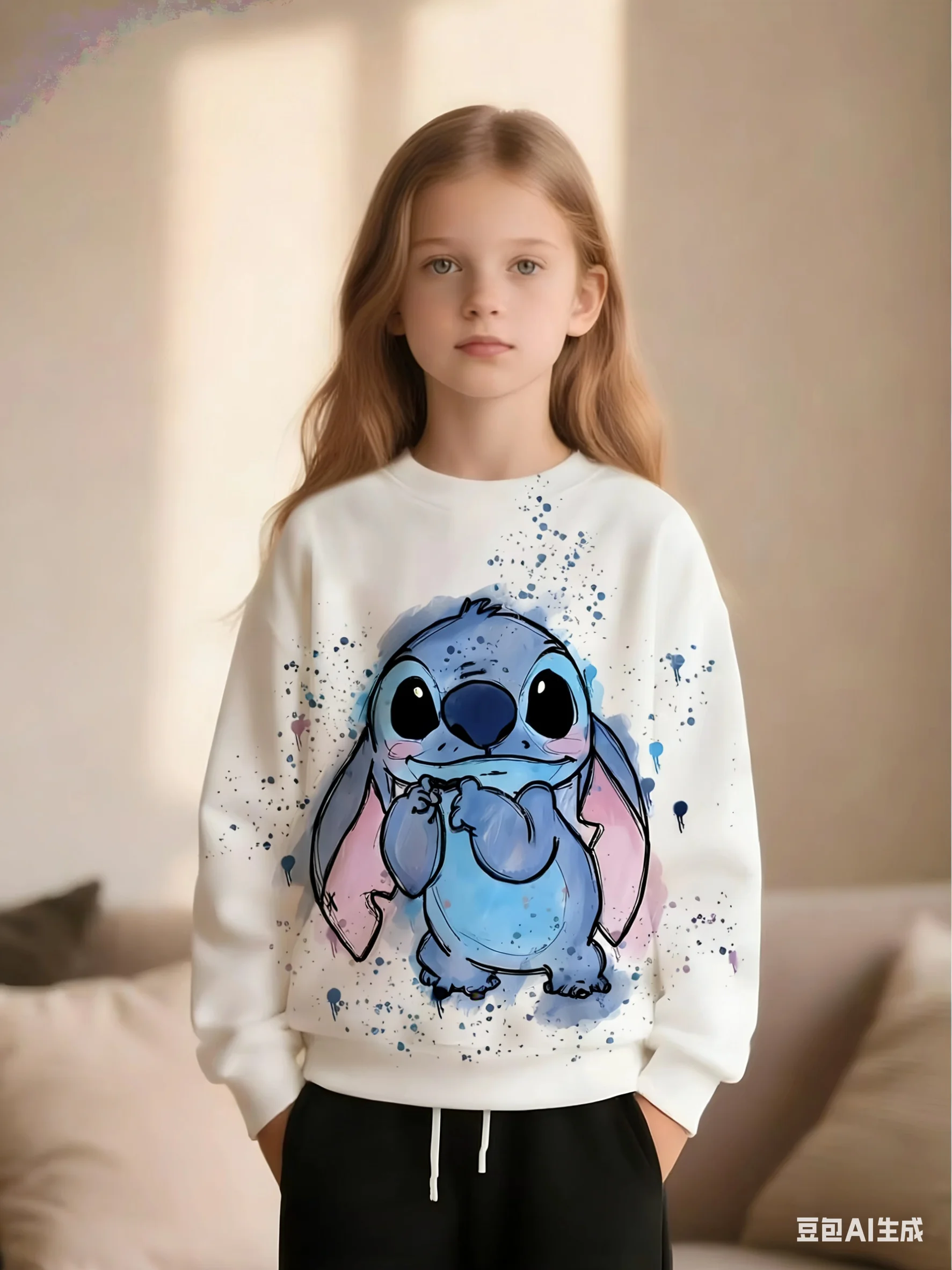 هوديي بناتي مطبوع ثلاثي الأبعاد برقبة دائرية للمراهقين، عصري لطيف كارتوني ناعم مريح كاجوال للرياضات الخارجية 1 بيع #1